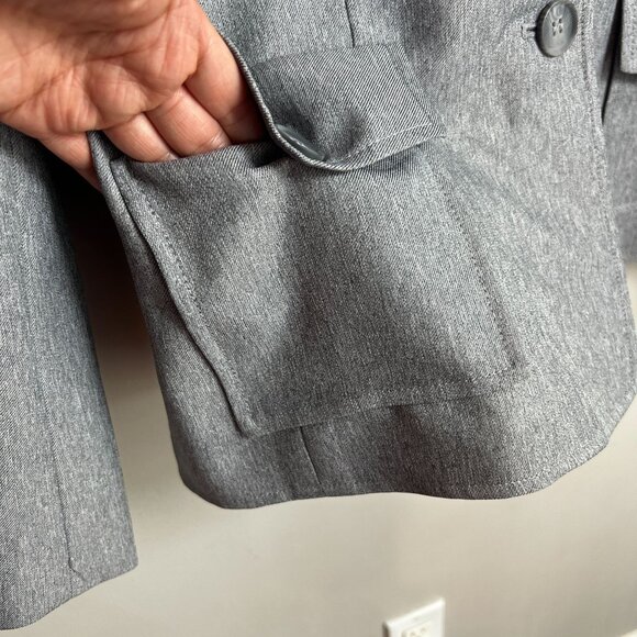 Le Suit Womens Plus Single Breasted Blazer Jacket Size 16 Gray Polyester - Picture 3 of 12